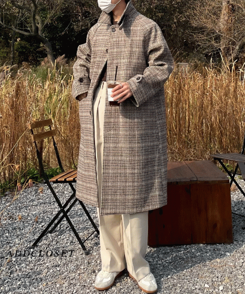 프리미엄 울 체크 발마칸 코트 (1color)